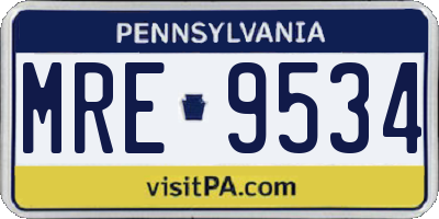 PA license plate MRE9534