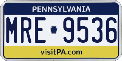 PA license plate MRE9536