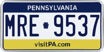 PA license plate MRE9537