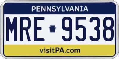 PA license plate MRE9538