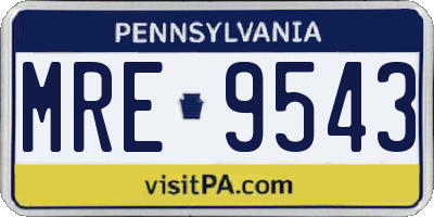 PA license plate MRE9543
