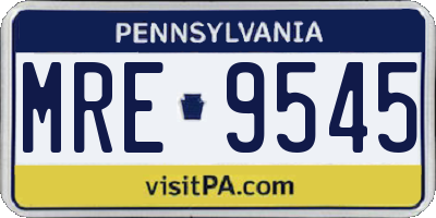 PA license plate MRE9545