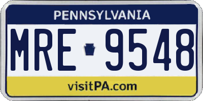 PA license plate MRE9548