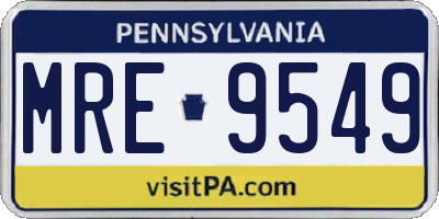 PA license plate MRE9549