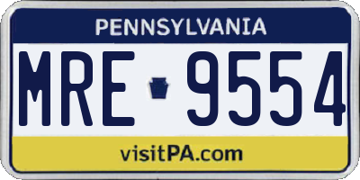 PA license plate MRE9554