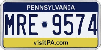 PA license plate MRE9574