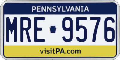 PA license plate MRE9576