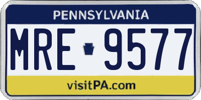PA license plate MRE9577