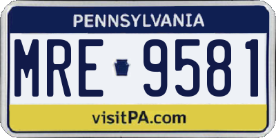 PA license plate MRE9581