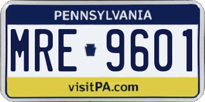 PA license plate MRE9601