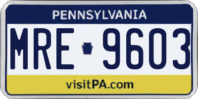 PA license plate MRE9603