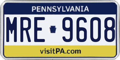 PA license plate MRE9608