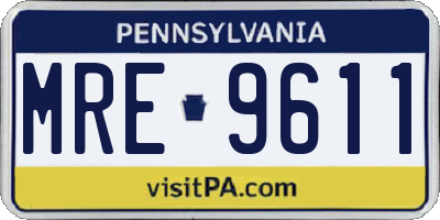 PA license plate MRE9611