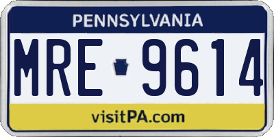 PA license plate MRE9614