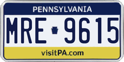 PA license plate MRE9615
