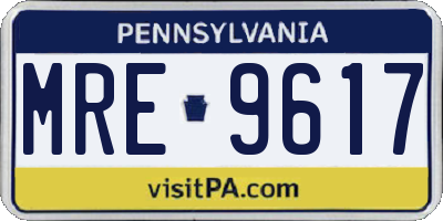 PA license plate MRE9617