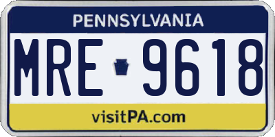 PA license plate MRE9618