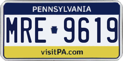 PA license plate MRE9619