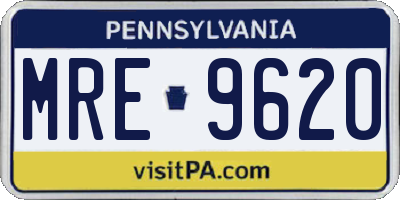 PA license plate MRE9620