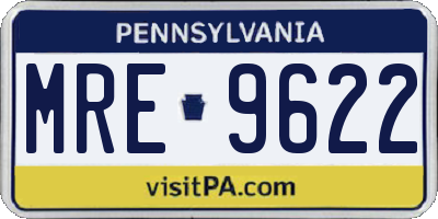 PA license plate MRE9622