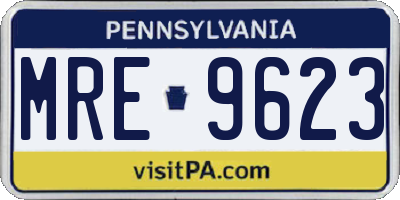 PA license plate MRE9623
