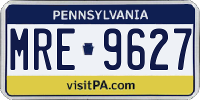 PA license plate MRE9627