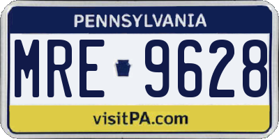 PA license plate MRE9628