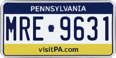 PA license plate MRE9631