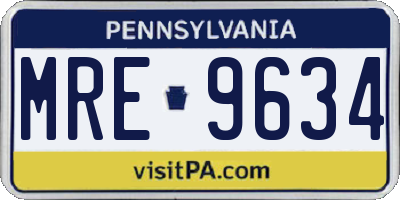 PA license plate MRE9634