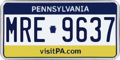 PA license plate MRE9637