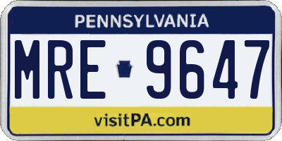 PA license plate MRE9647