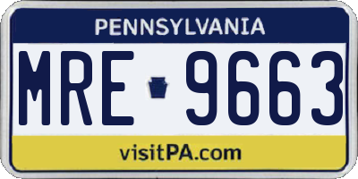 PA license plate MRE9663