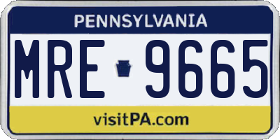PA license plate MRE9665