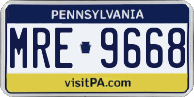 PA license plate MRE9668