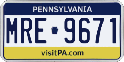 PA license plate MRE9671