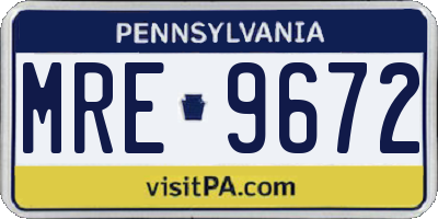 PA license plate MRE9672