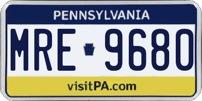 PA license plate MRE9680