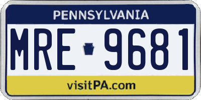 PA license plate MRE9681