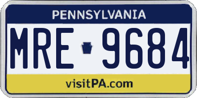 PA license plate MRE9684