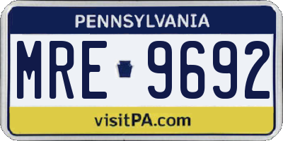 PA license plate MRE9692