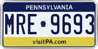 PA license plate MRE9693