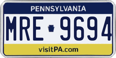 PA license plate MRE9694