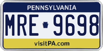 PA license plate MRE9698
