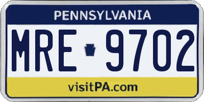 PA license plate MRE9702