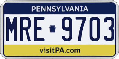 PA license plate MRE9703