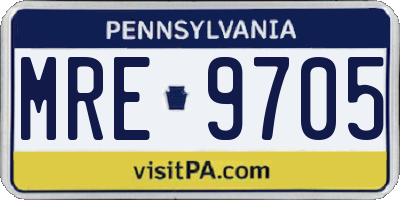 PA license plate MRE9705