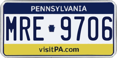 PA license plate MRE9706