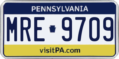 PA license plate MRE9709