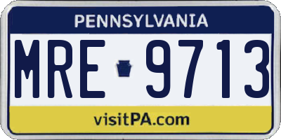PA license plate MRE9713