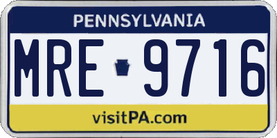 PA license plate MRE9716